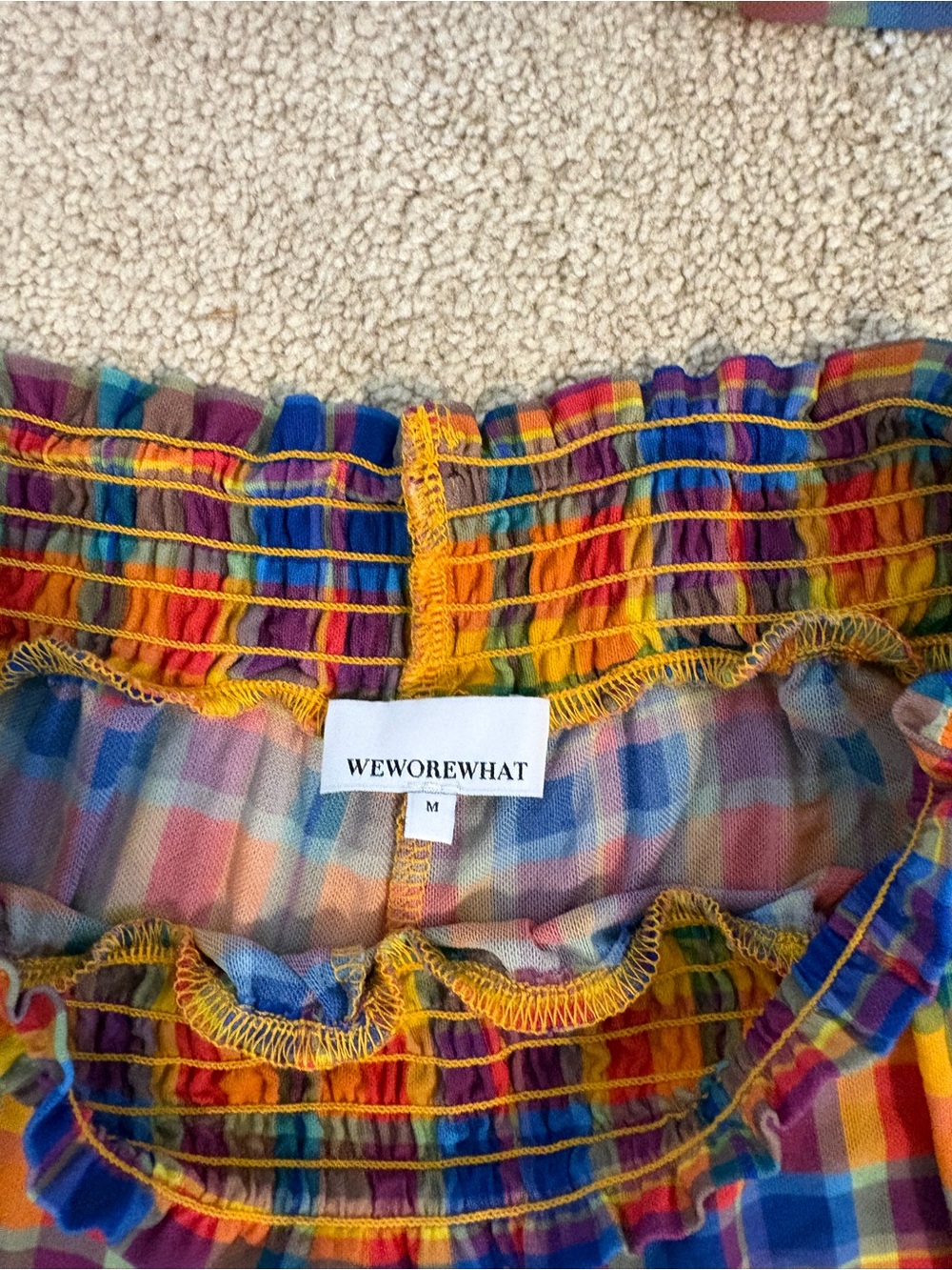 WEWOREWHAT Rainbow Plaid two piece  pant set Multicolor
